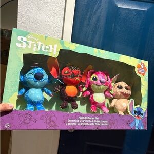 Disney Stitch Plush Set with Blue, Red, Pink, and Tan